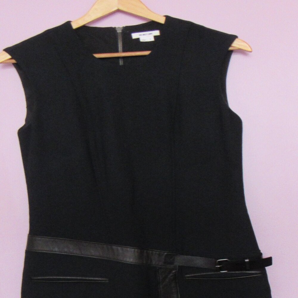 Helmut Lang Dress, Wool Blend, Black , Leather trim. sz. S - Picture 8 of 11